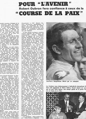 Miroir du Cyclisme, juin 1969, page 1 de l'article sur la victoire de Danguillaume